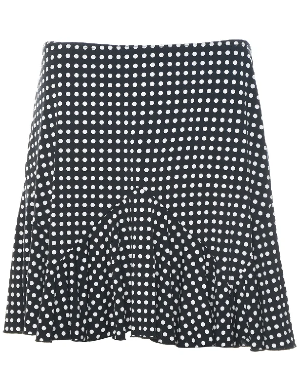 Polka Dot Flared Skirt - M high waist skirt