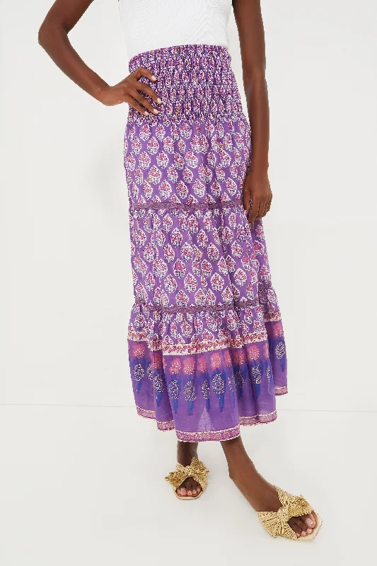 Purple Print Mandy Maxi Skirt velvet skirt luxurious