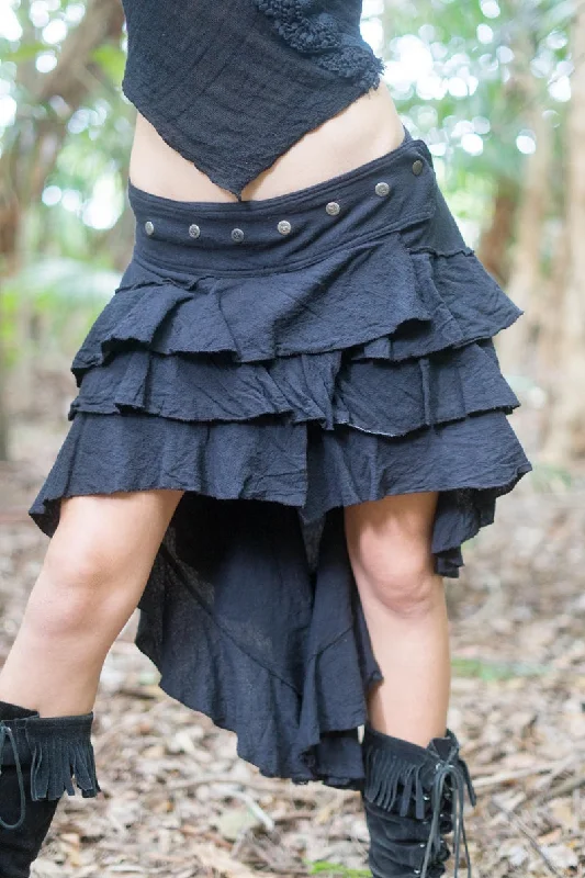 RUFFLE SKIRT BLACK silk skirt elegant