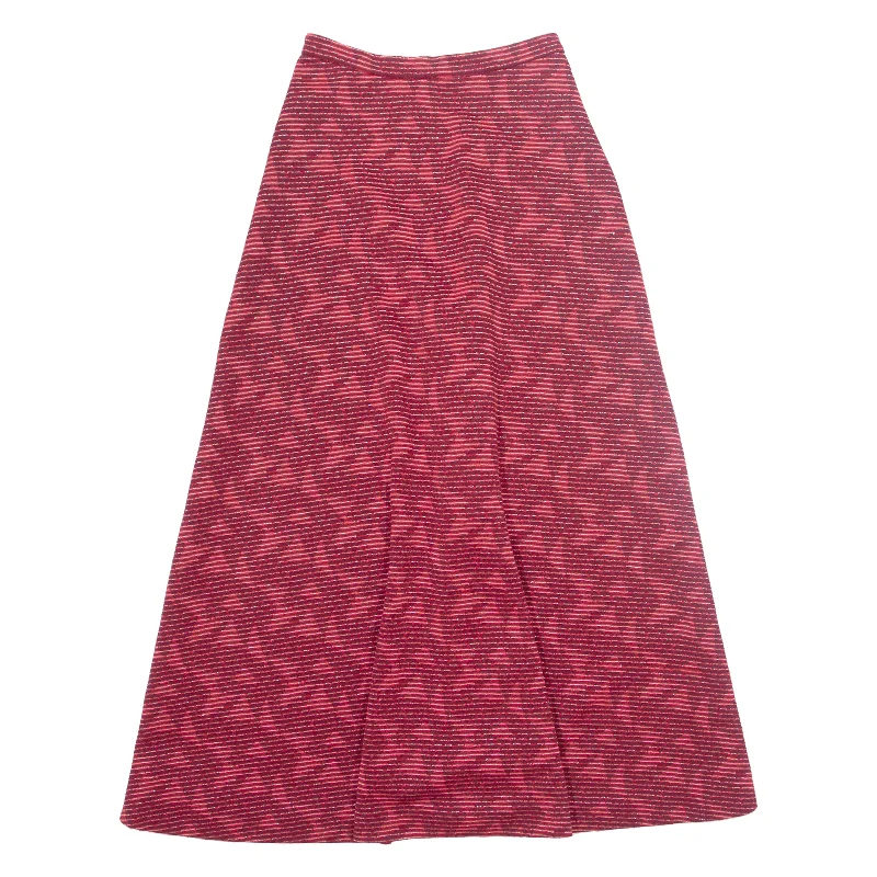 SALY WYLER Womens A-Line Skirt Red Long 90s Crazy Pattern S athletic skirt fit