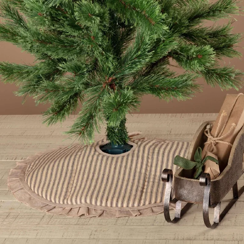 Sawyer Mill Charcoal Ticking Stripe Mini Christmas Tree Skirt 21 VHC Brands velvet skirt luxury