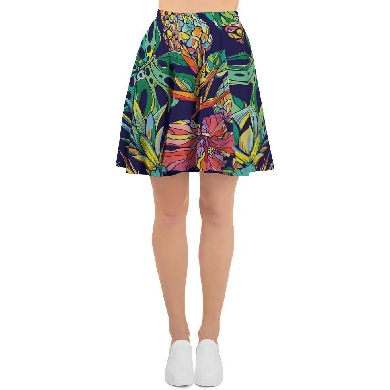 Tropical Floral Pineapple Print Women's Skirt cashmere skirt plush