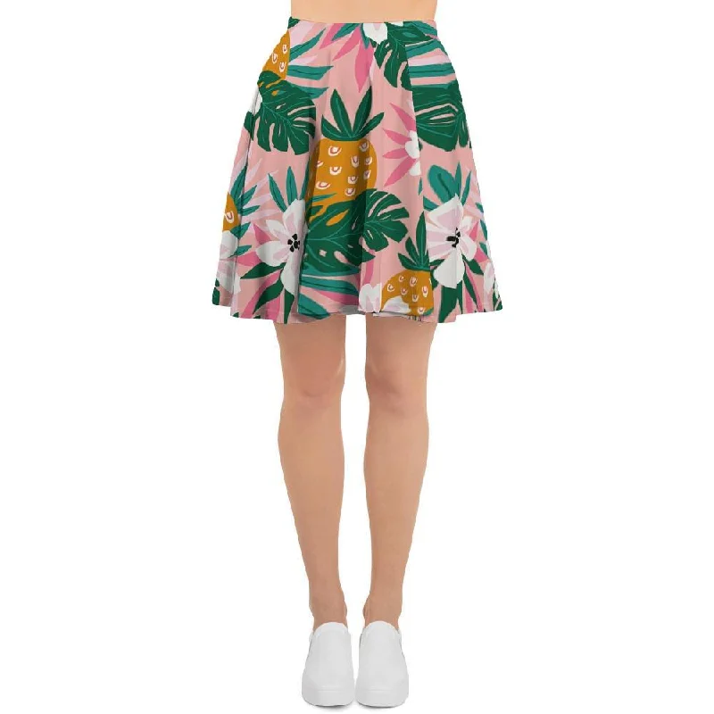 Tropical Flower Hawaiian Pineapple Print Women's Skirt lace skirt intricate