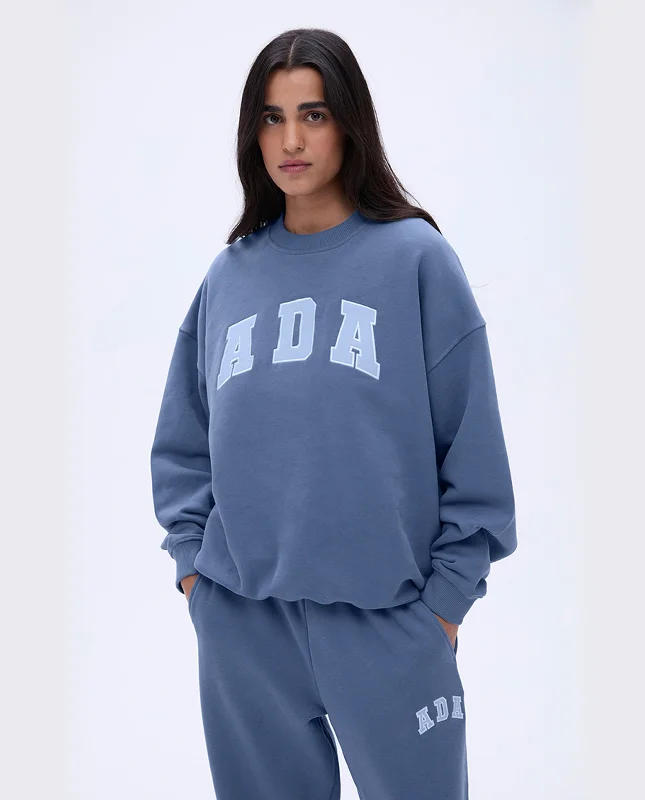 ADA Oversized Sweatshirt - Vintage Blue/Powder Blue Hoodie with Batwing Sleeves Loose Dramatic