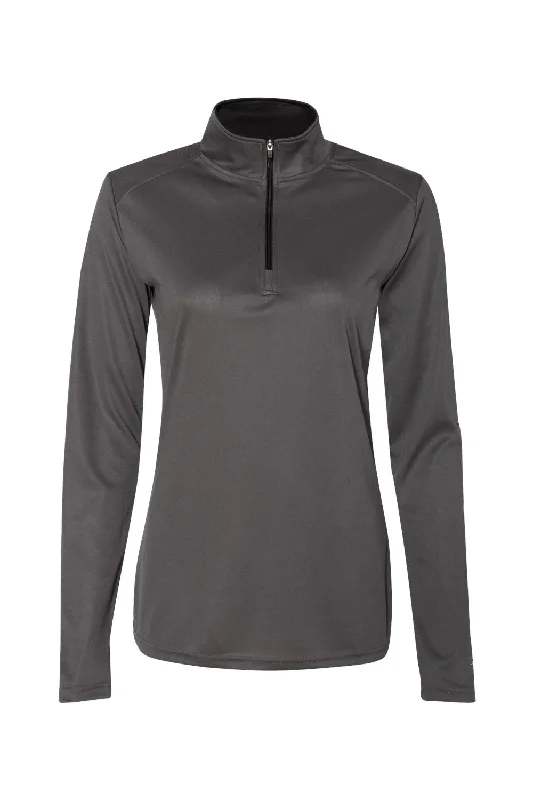 Badger Womens B-Core Moisture Wicking 1/4 Zip Sweatshirt - Graphite Grey/Black - Closeout Hooded Sweatshirt Casual Wear Street Style