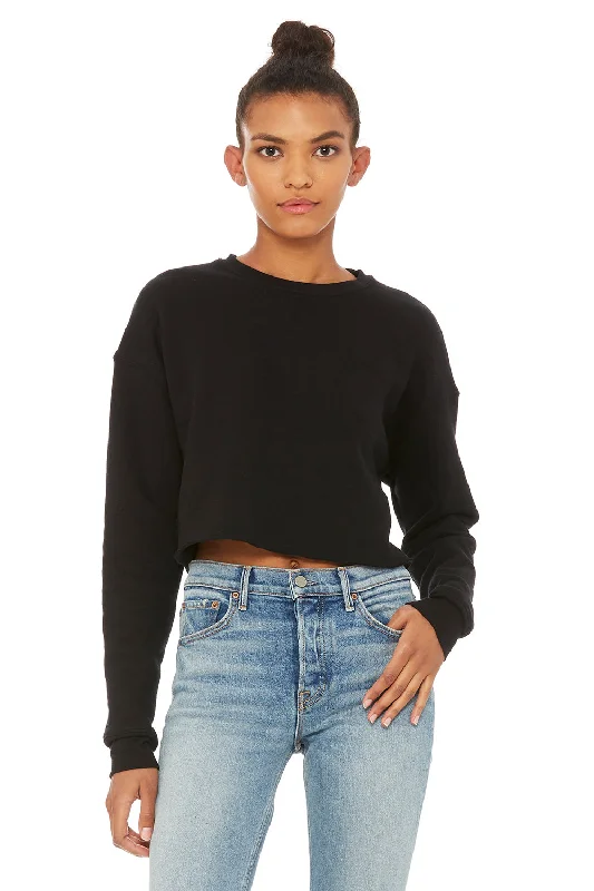 Bella + Canvas Womens Cropped Fleece Crewneck Sweatshirt - Black Hoodie with Gradient Ombre Colorful