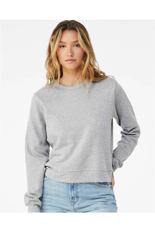 Bella + Canvas Womens Sponge Fleece Classic Crewneck Sweatshirt - Heather Grey Hoodie with Crew Neck Simple Timeless