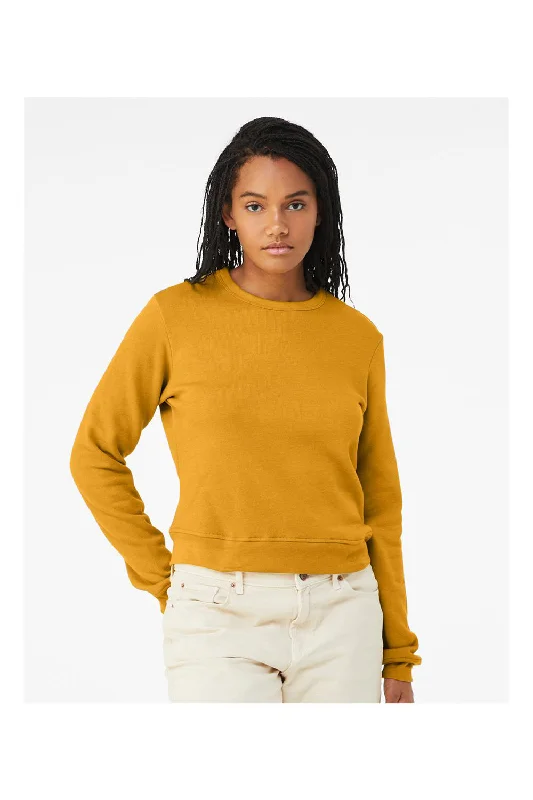 Bella + Canvas Womens Sponge Fleece Classic Crewneck Sweatshirt - Heather Mustard Hoodie with Lace Feminine Delicate