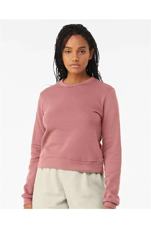 Bella + Canvas Womens Sponge Fleece Classic Crewneck Sweatshirt - Mauve Hoodie with Applique Textured Unique