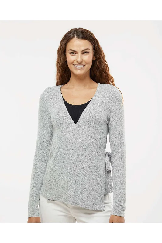 Boxercraft Womens Cuddle Wrap Sweatshirt - Heather Oxford Grey - Closeout Hoodie with Tied Waist Feminine Flattering