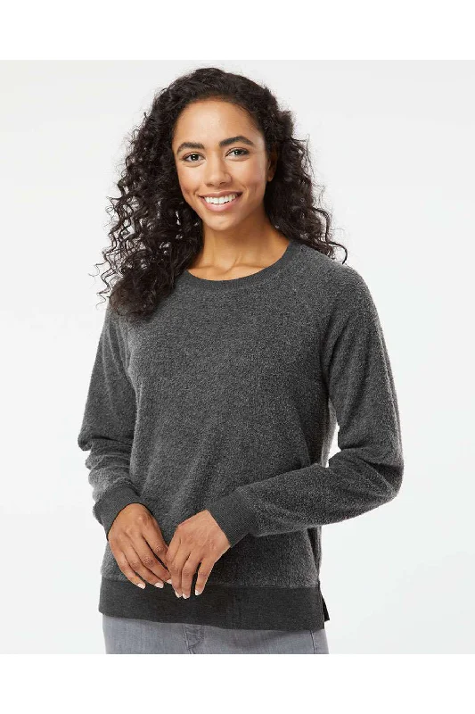 Boxercraft Womens Fleece Out Crewneck Sweatshirt - Charcoal Grey - Closeout Hoodie with Hem Lace Feminine Delicate