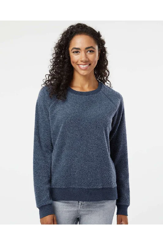 Boxercraft Womens Fleece Out Crewneck Sweatshirt - Navy Blue - Closeout Hoodie with V-Neck Classic Versatile