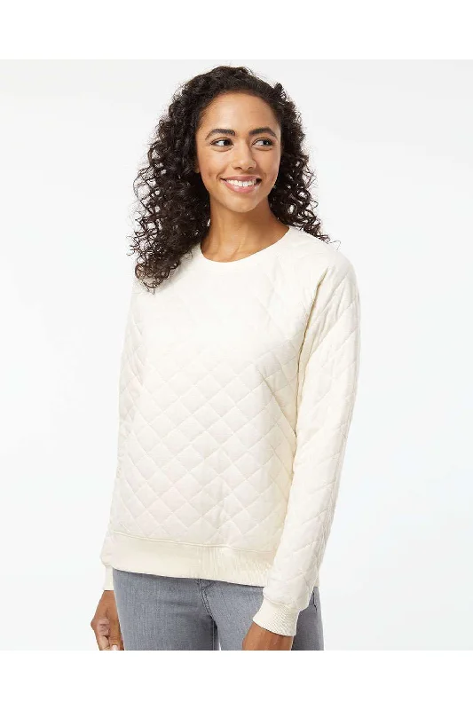 Boxercraft Womens Quilted Crewneck Sweatshirt - Natural - Closeout Hoodie with Ribbed Neckline Snug Warm