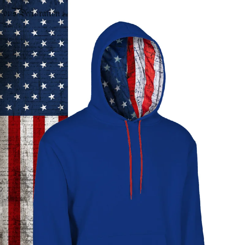 Classic Lined Hoodie | American Flag | Royal Hoodie with Rhinestones Sparkly Elegant