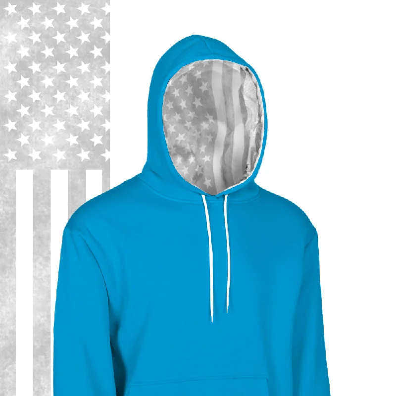 Classic Lined Hoodie | Ghost American Flag | Aqua Hoodie with Sequins Glamorous Eye-catching