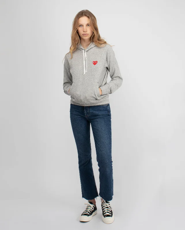 T169 RED HEART HOODIE / GREY Hoodie with Relaxed Fit Easy Casual