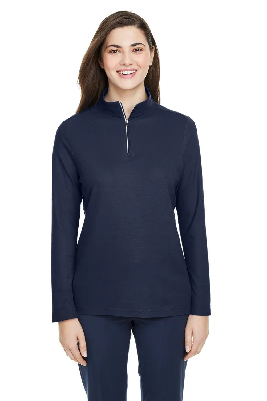 Core 365 Womens Fusion ChromaSoft Performance Moisture Wicking Pique 1/4 Zip Sweatshirt - Classic Navy Blue Hoodie with Toggle Buttons Decorative Unique