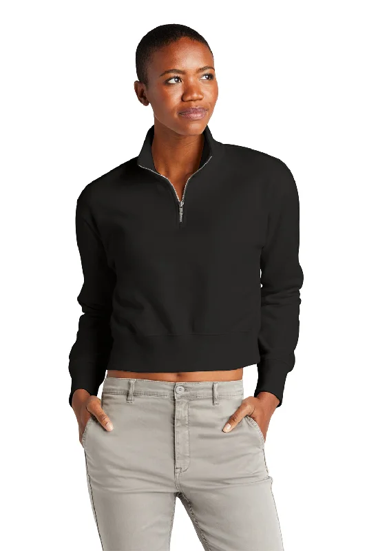 District Womens V.I.T. Fleece 1/4 Zip Sweatshirt - Black Hoodie Jacket Zipper Layering