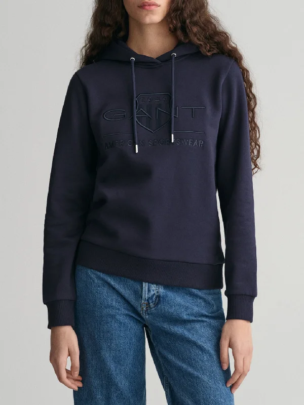 Gant Women Solid Hooded Full Sleeves Sweatshirt Hoodie with Lace Feminine Delicate