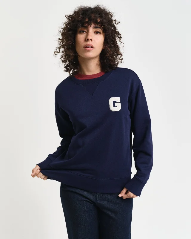 Gant Women Blue Solid Round Neck Full Sleeves Sweatshirt Hoodie with Full-Zip Functional Layering