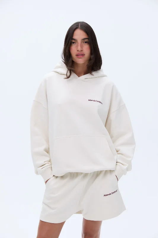 Trail Oversized Hoodie - Marshmallow White Hoodie with Typography Text Message