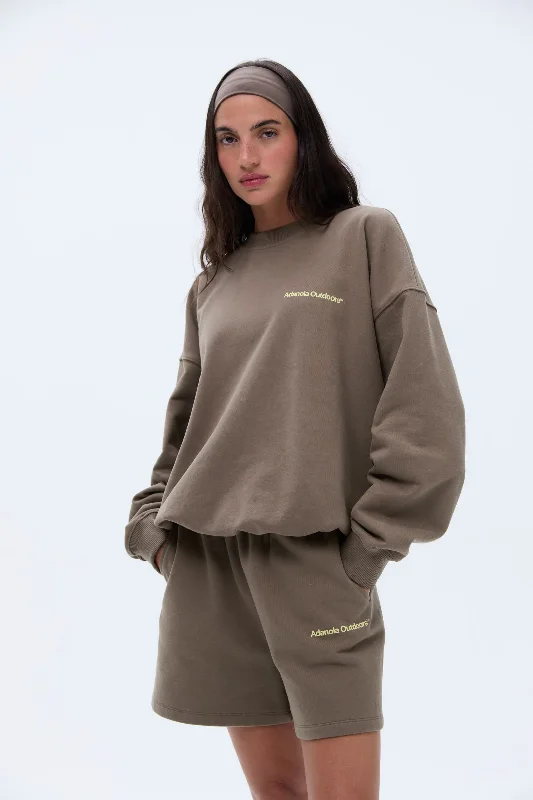 Trail Oversized Sweatshirt  - Cocoa Brown Hoodie with Raglan Sleeves Sporty Comfortable