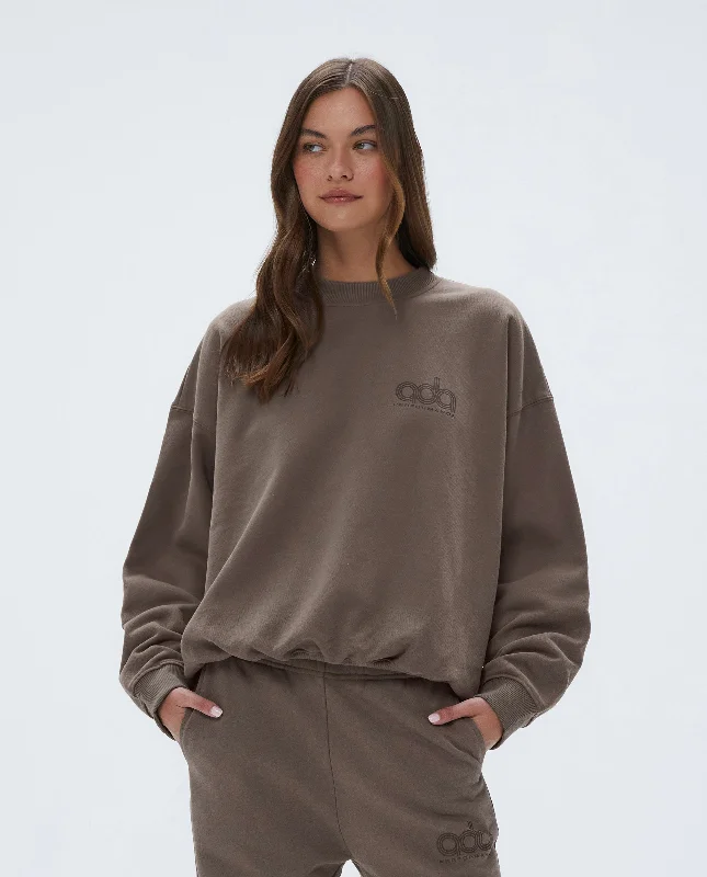 Performance Oversized Sweatshirt - Cocoa Brown Hoodie with Zipper Versatile Modern