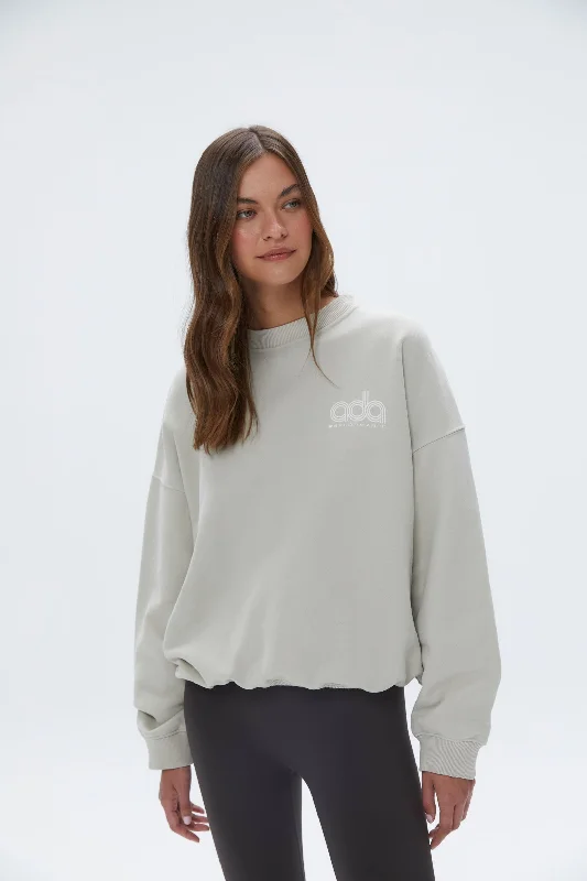 Performance Oversized Sweatshirt - Stone Hoodie with Elastic Waist Stretchable Comfortable