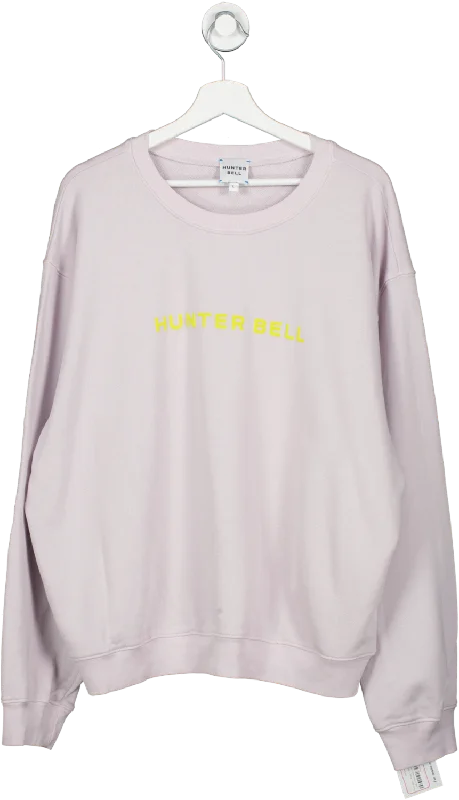 Hunter Bell Purple Lilac Sweatshirt UK L Hoodie with Drop Shoulder Relaxed Streetwear