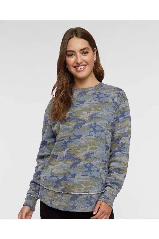 LAT Womens Weekend Fleece Crewneck Sweatshirt - Vintage Camo Hoodie with Drawcord Adjustable Secure