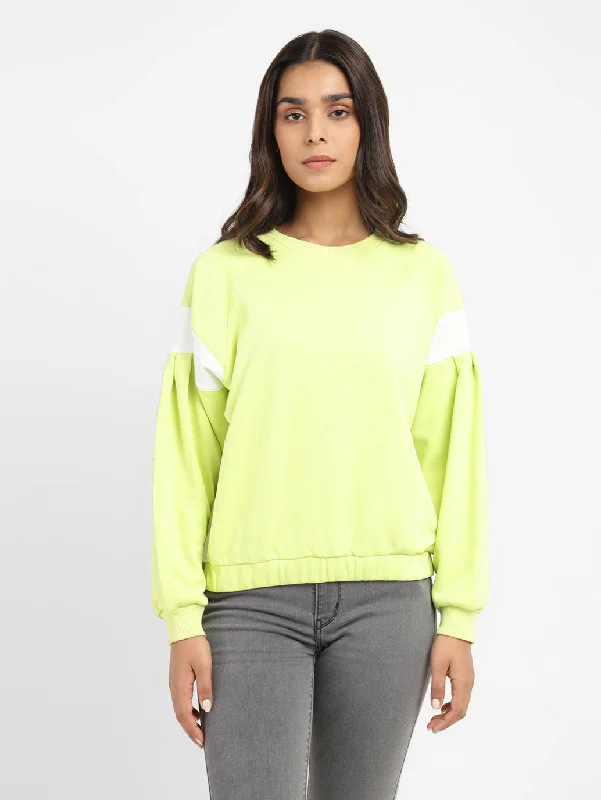 Women's Colorblock Round Neck Sweatshirt Hoodie with Cropped Fit Short Trendy