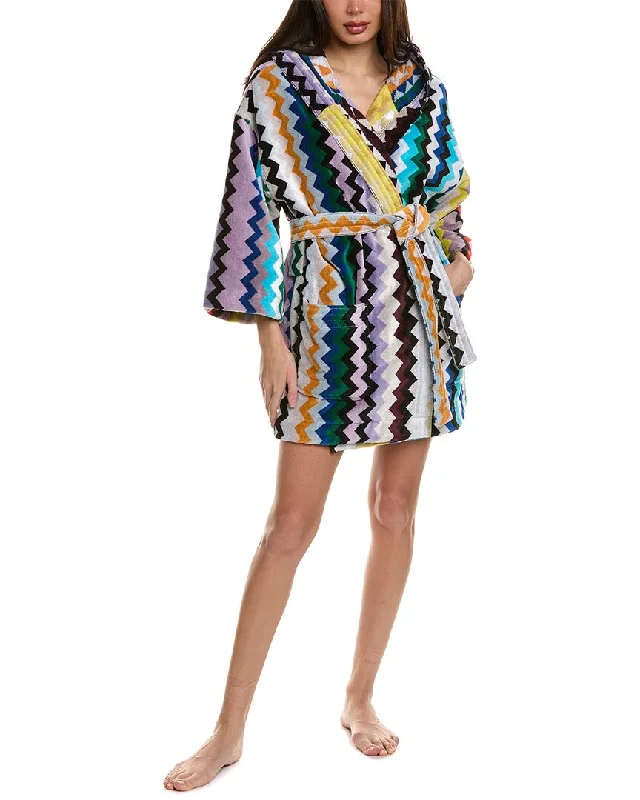 Missoni Home Carlie Hooded Bathrobe Hoodie with Back Slit Movement Comfort