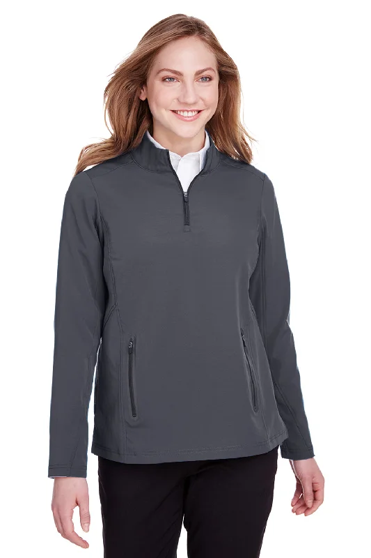 North End Womens Quest Performance Moisture Wicking 1/4 Zip Sweatshirt w/ Pockets - Carbon Grey/Black - Closeout Hoodie with Zipper Versatile Modern