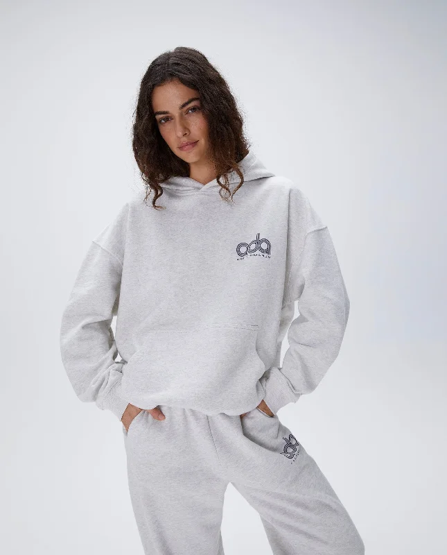 Performance Oversized Hoodie - Light Grey Melange Hoodie with Batwing Sleeves Loose Dramatic