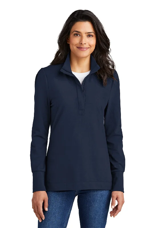 Port Authority Womens Fairway 1/4 Zip Sweatshirt - River Navy Blue Hoodie Crop Top Short Trendy