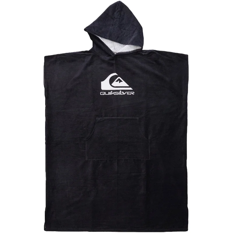 Quiksilver Mens Hooded Beach Towel Poncho - All Black Hoodie with Camouflage Military Edgy