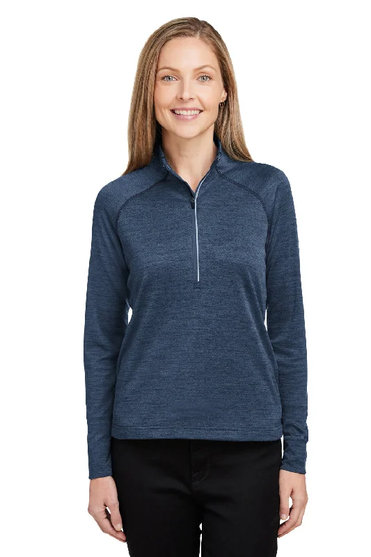 Spyder Womens Mission 1/4 Zip Sweatshirt w/ Pockets - Frontier Blue Hoodie with Hem Fringe Bohemian Relaxed