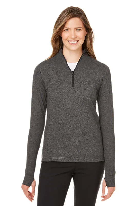 Spyder Womens Spyre UPF 40+ 1/4 Zip Sweatshirt - Black Frost Hoodie with Hem Ribbing Snug Secure