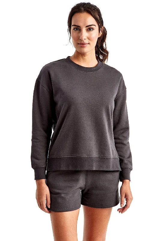 TriDri Womens Billie Side Zip Crewneck Sweatshirt - Charcoal Grey Hoodie with Magnetic Closure Innovative Modern