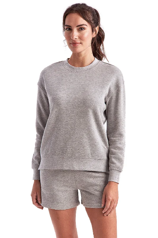 TriDri Womens Billie Side Zip Crewneck Sweatshirt - Heather Grey Hoodie with Double Zipper Versatile Adjustable