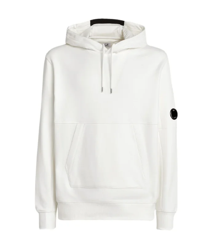 DIAGONAL RAISED FLEECE LENS HOODED SWEATSHIRT bianco Hoodie with Exposed Zipper Edgy Industrial