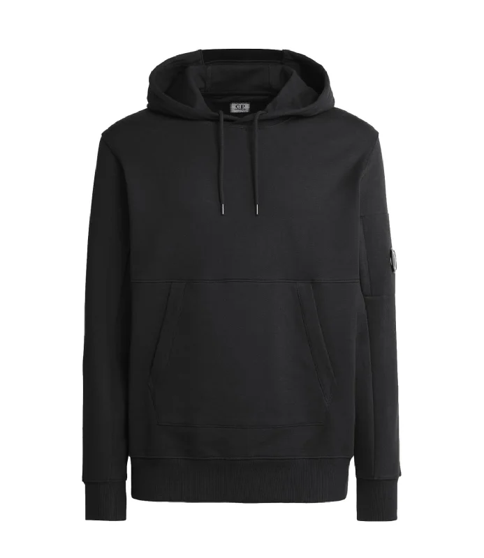 DIAGONAL RAISED FLEECE LENS HOODED SWEATSHIRT nero Hoodie with Half-Zip Sporty Casual