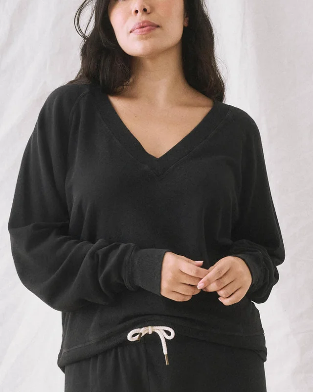 V-Neck Sweatshirt Hoodie with Zipper Placket Modern Functional